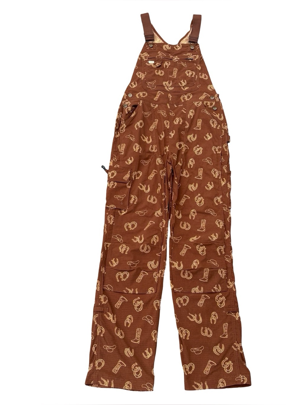 Duluth Women's Heirloom Gardening Bib Overalls, Brown Western Horseshoes S X 33